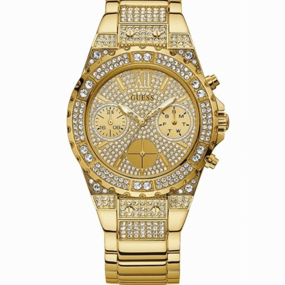 New GUESS Gold Tone Case Gold Tone Stainless Steel Watch - Picture 1 of 8